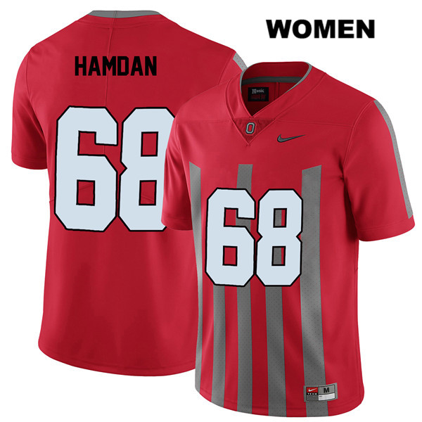 Ohio State Buckeyes Women's Zaid Hamdan #68 Red Authentic Nike Elite College NCAA Stitched Football Jersey VI19R88JW
